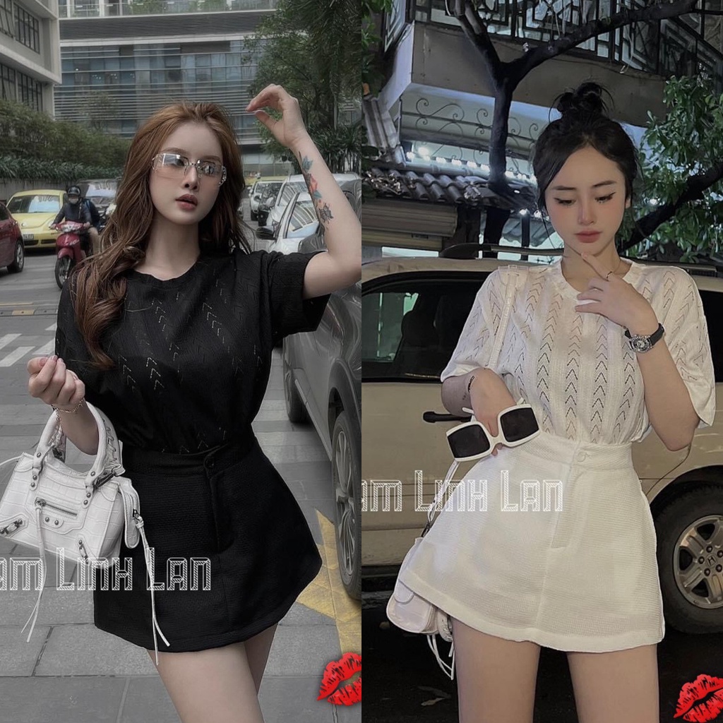 Set áo lưới mix quần giả váy siêu xinh