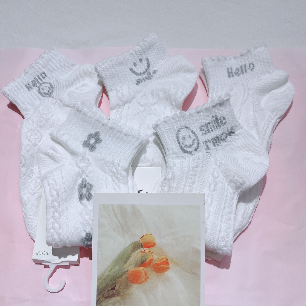 Set 5 đôi tất trắng bèo nhún Hàn Quốc_M29