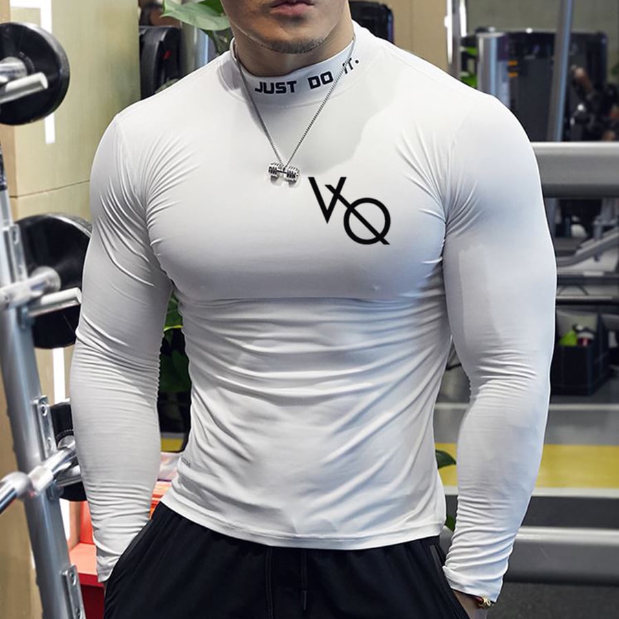 Áo Thể Thao Nam VQ Sport thun lạnh tập gym cổ lọ dài tay vải thoáng mát co giãn chuẩn form nhiều màu