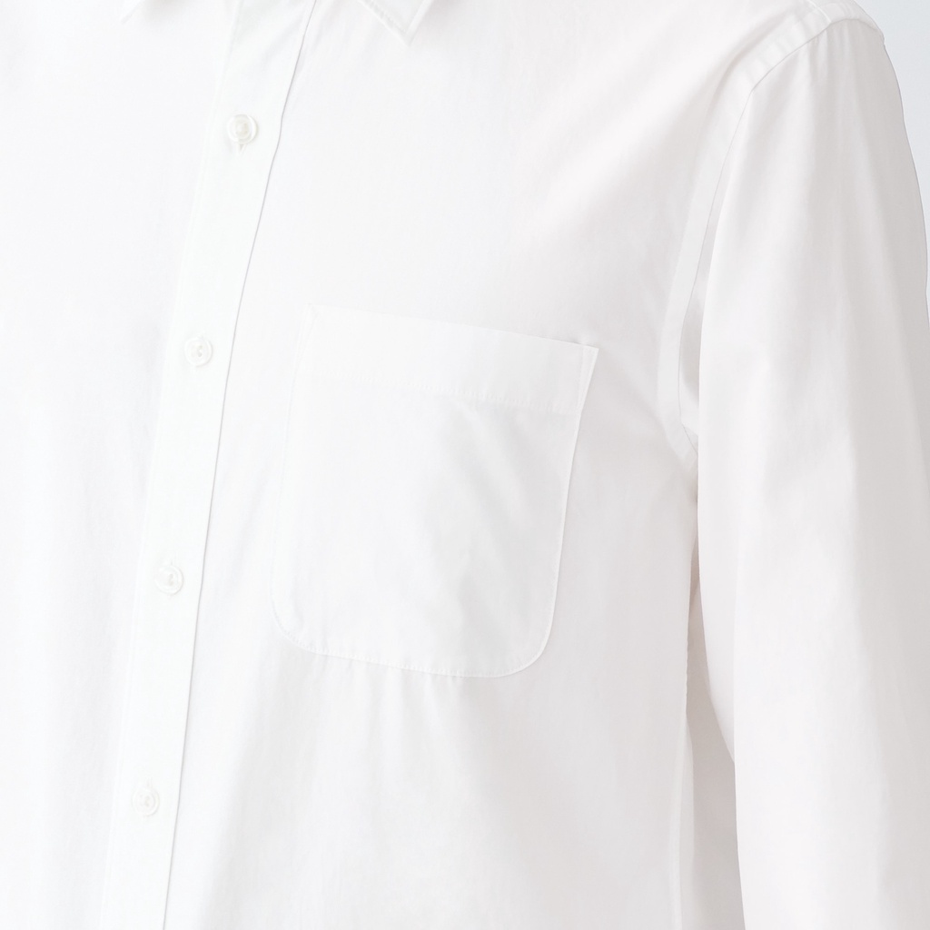 MUJI ÁO SƠ MI VẢI BROADCLOTH COTTON SỢI DÀI WASHED