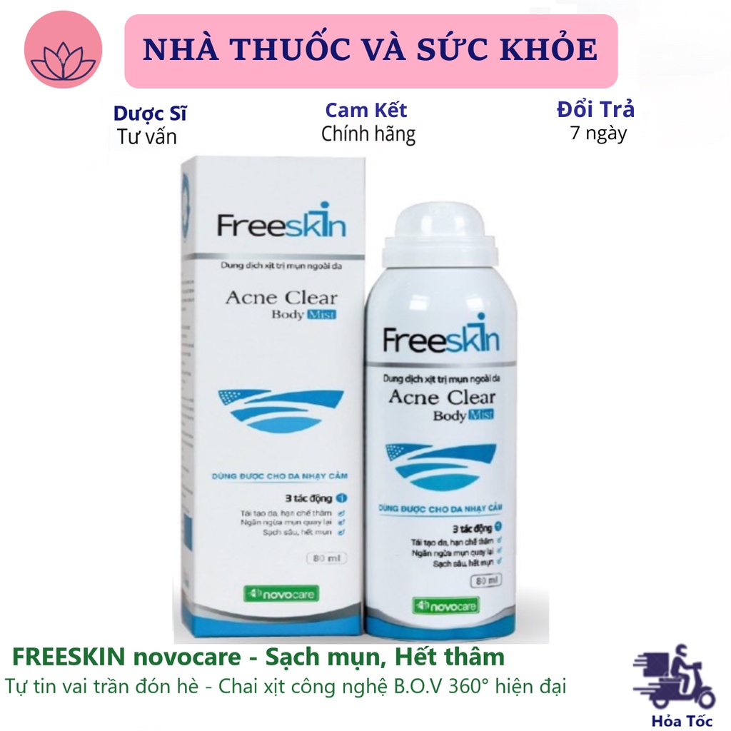 FREESKIN novocare - Sạch mụn, Hết thâm, Tự tin vai trần đón hè - Chai xịt công nghệ B.O.V 360° hiện đại