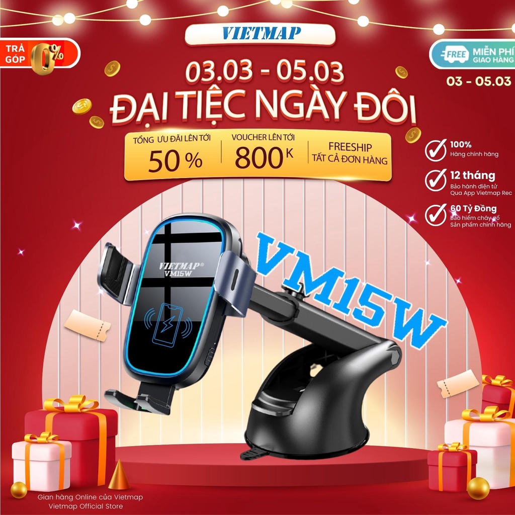 VIETMAP VM15W - Giá đỡ điện thoại di động kiêm sạc không dây 15W - Hàng chính hãng