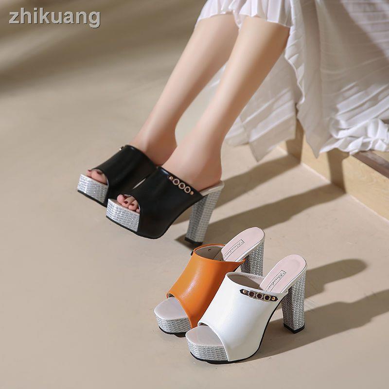 Dép Sandal Cao Gót Hở Mũi Bằng Da Chống Nước Thời Trang Mùa Hè Cho Nữ sa