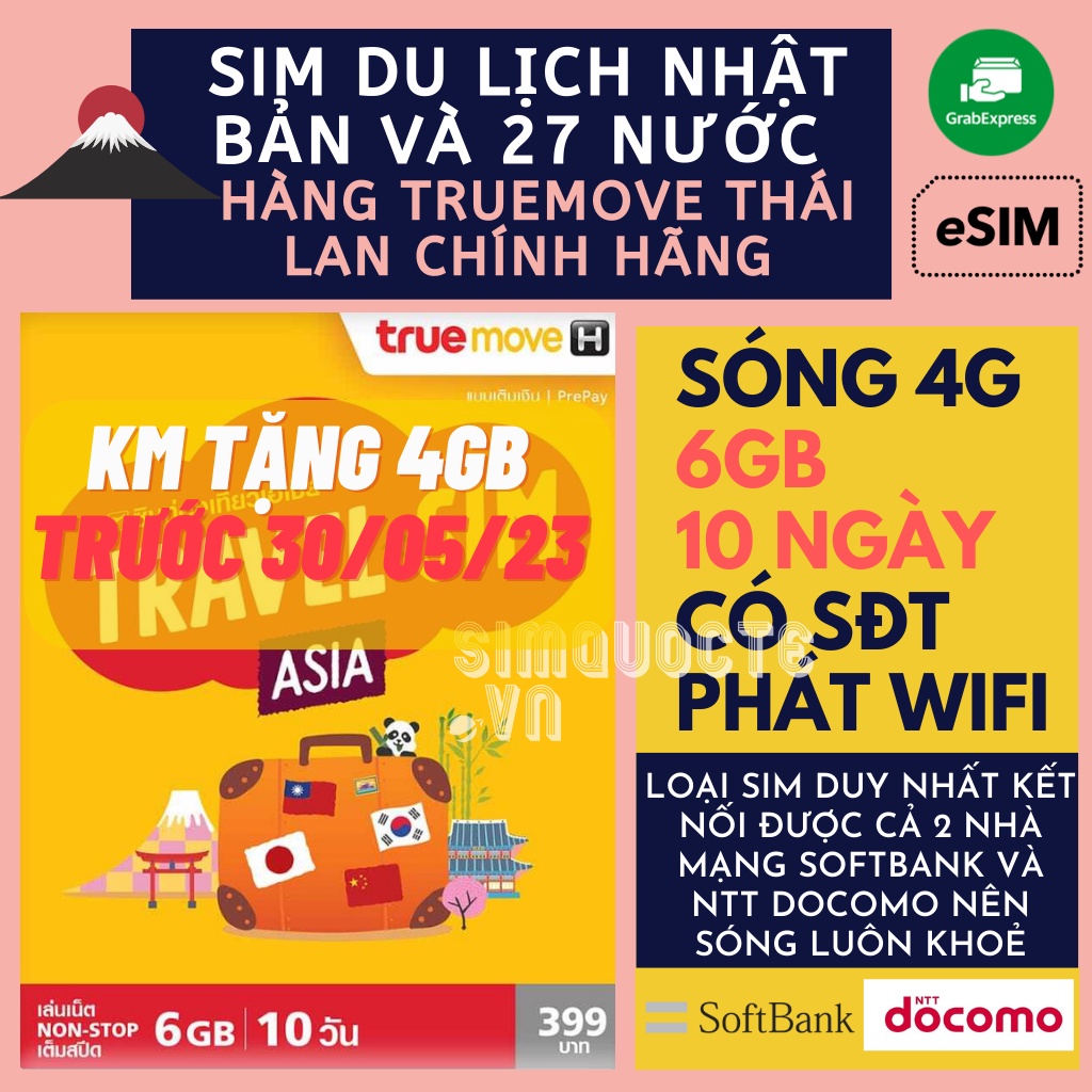 Sim du lịch Nhật Bản Japan không giới hạn internet trong 10 ngày tốc độ cao