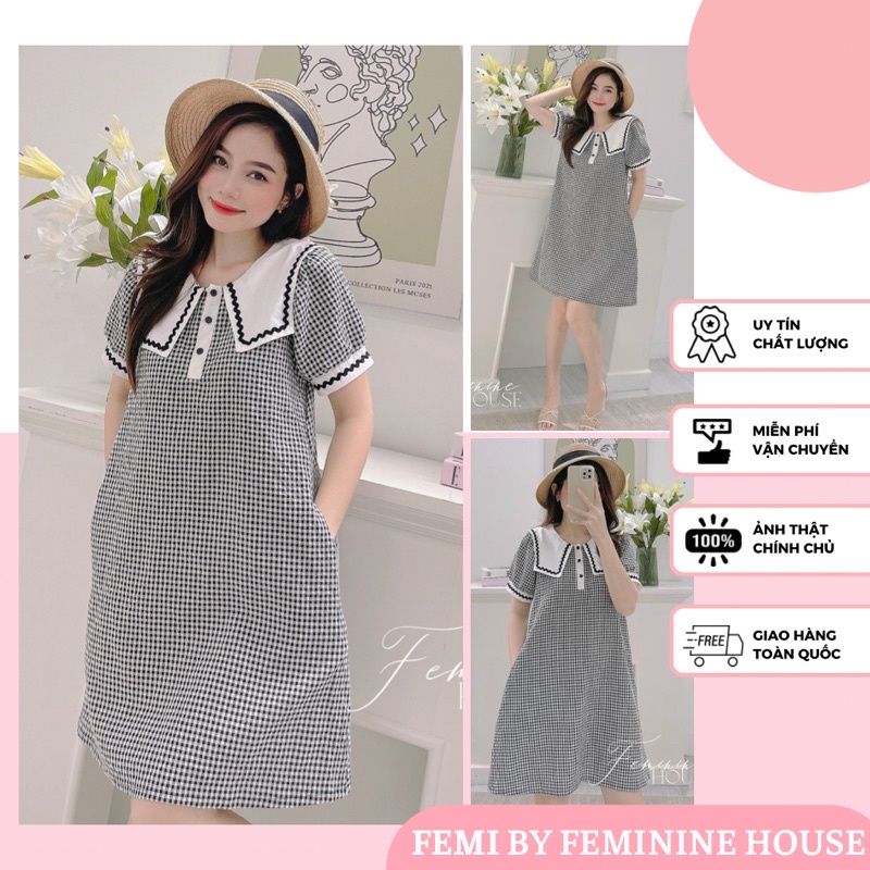 Đầm Caro Thuỷ Thủ, đầm thủy thủ, đầm mùa hè, váy thủy thủ, đầm mặc hè xinh xắn.