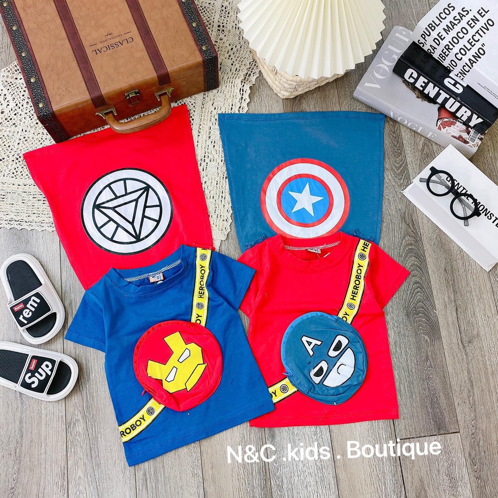 Set siêu nhân cho bé trai bộ siêu nhân bé trai áo siêu nhân cho bé 8-18kg Củ khoai tây shop chất liệu cotton thoáng mát