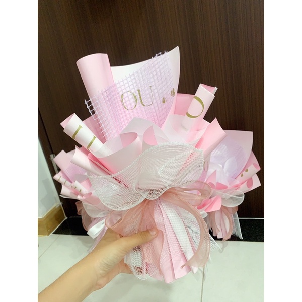 Cốt giấy bó mini dài 17cm, gói xòe mix lưới