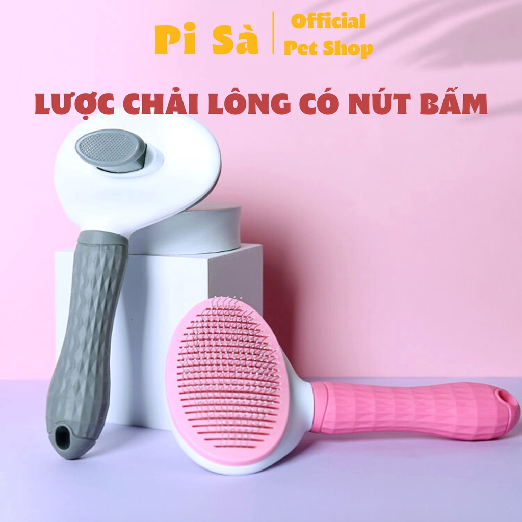 Lược chải lông chó mèo có nút bấm tiện dụng CLEAN - Dụng cụ chải lông thú cưng vệ sinh làm đẹp