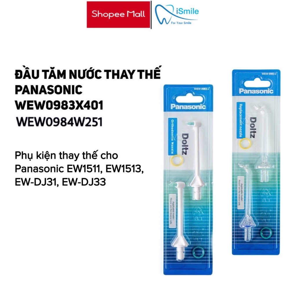 Combo 02 Đầu Tăm Nước Panasonic WEW0984W251 - Thay Thế Cho Máy Tăm Nước Panasonic EW1511, EW1513, EW-DJ31, EW-DJ33