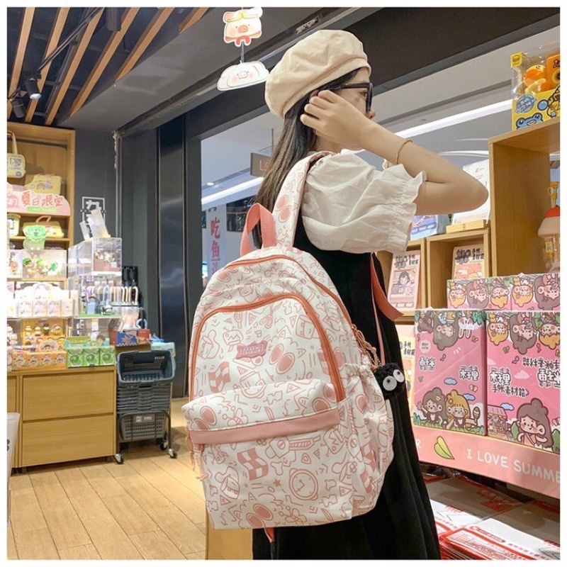 Balo Quảng Châu Kashichun Hoạ Tiết Dễ Thương Chất Vải Chống Thấm Balo Nữ Đi Học Thời Trang Ulzzang