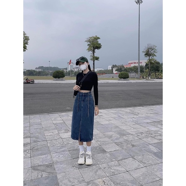 Chân váy jeans nữ 2 túi trước #913