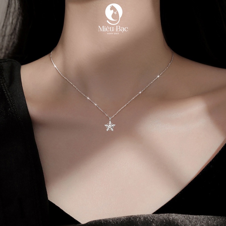 Dây chuyền bạc nữ S925 Miêu Bạc Vòng cổ nữ hình bông tuyết đính đá Snowflakes Necklace phụ kiện trang sức nữ D400553x