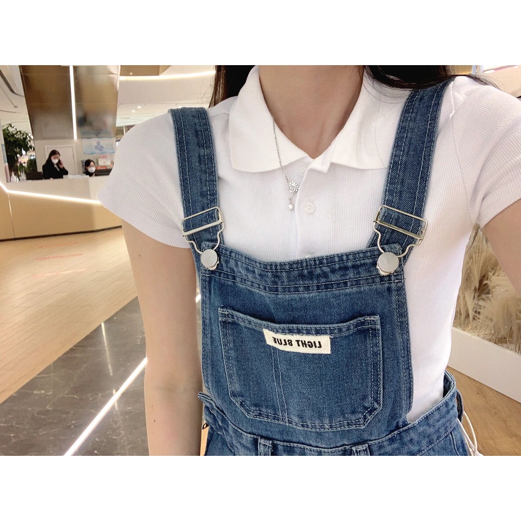 Ethelgirl Áo Thun Croptop Tay Ngắn Cổ Polo Màu Trơn Dáng Ôm Thời Trang Hàn Quốc Quyến Rũ Cho Nữ