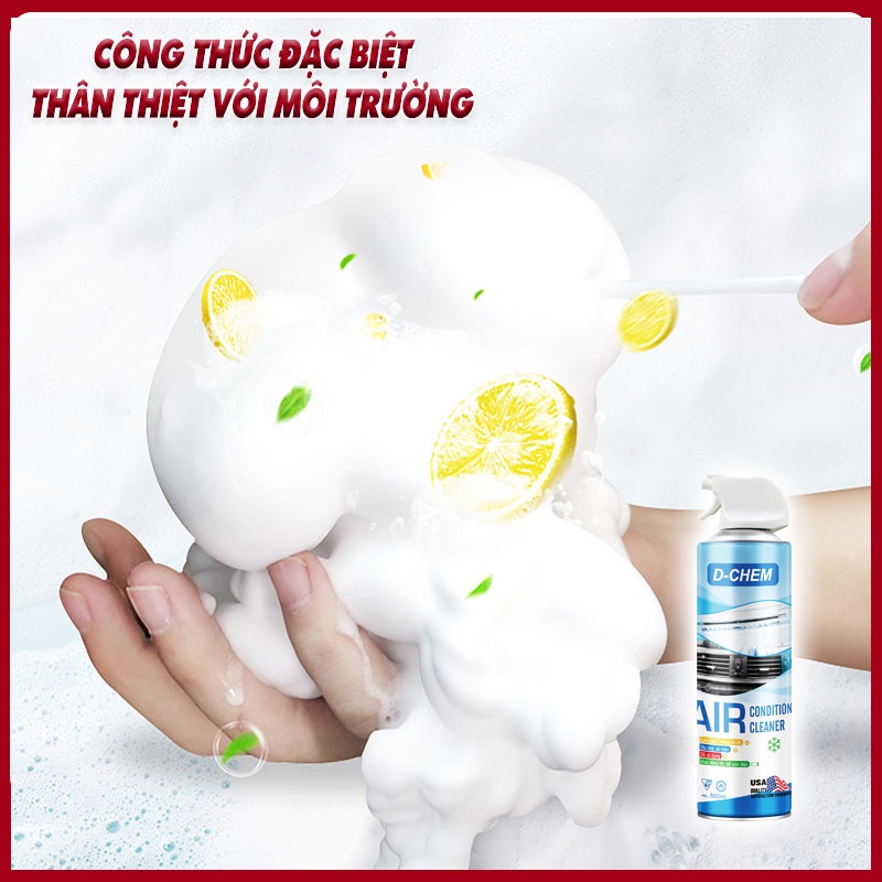 Vệ Sinh Điều Hòa, Dàn Lạnh Ô Tô D-Chem Chai 500ml Diệt Sạch Vi Khuẩn, Khử Mùi Hôi Khó Chịu