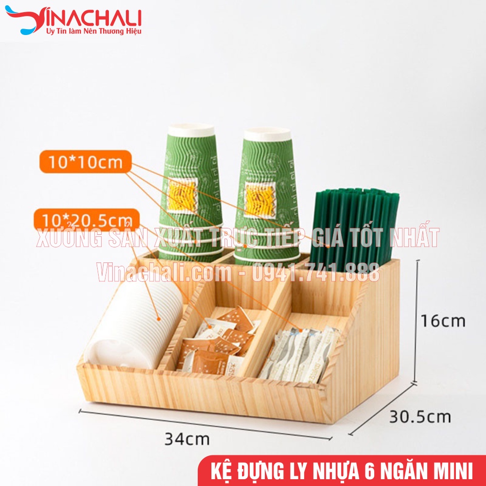 Khay Đựng Ly, Giá Để Cốc, Kệ Đựng Ly Nhựa Đa Năng Mini Để Trà Sữa - Ống Hút - Túi Trà - Túi Cafe - Gỗ Tự Nhiên Cao Cấp
