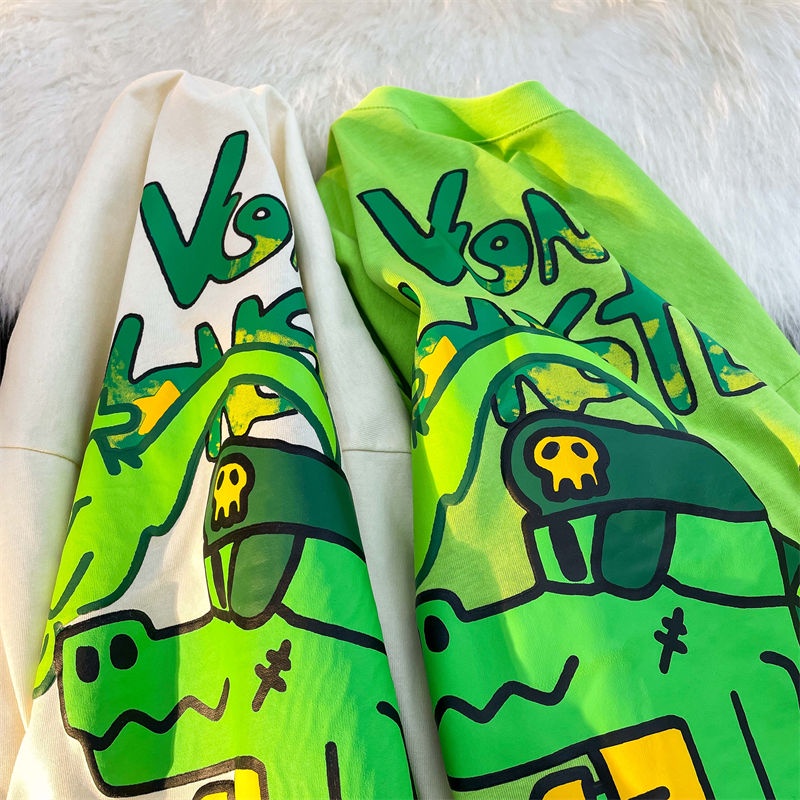 Jiashucheng Áo Thun Cotton Ngắn Tay Màu Xanh Lá Dạ Quang Phong Cách Retro Mùa Hè Cho Nữ