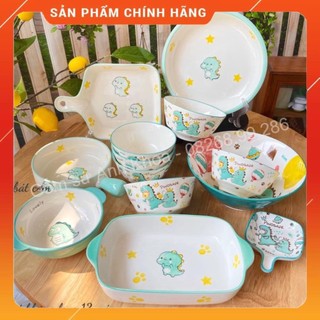 Siêu sale -bát đĩa gốm sứ decor bộ bát đĩa bát hình khủng long xinh yêu cho bé, bát ăn cơm chén dĩa dễ thương bát cho bé