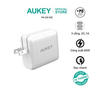 Combo bộ sạc aukey pa-d9 và cáp sạc cb-ncc1 công nghệ gan 65w nhỏ gọn dành cho laptop, macbook, ipad, android