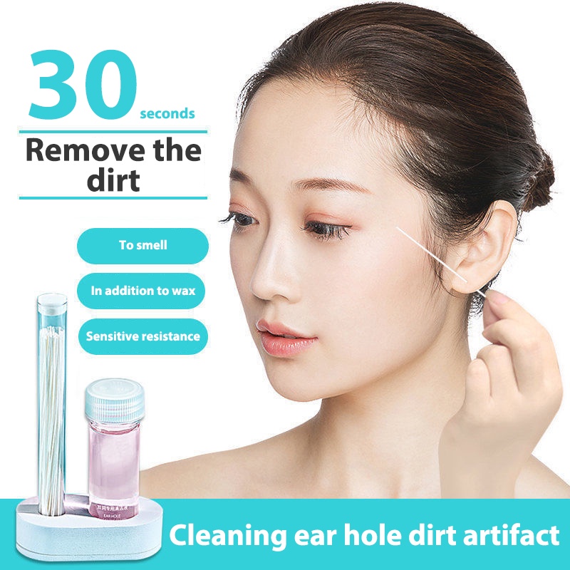 Set 60 dụng cụ làm sạch lỗ tai tiện dụng-chăm sóc khử trùng lỗ xỏ khuyên tai-chống tắc, dung dịch vệ sinh, rửa lỗ tai