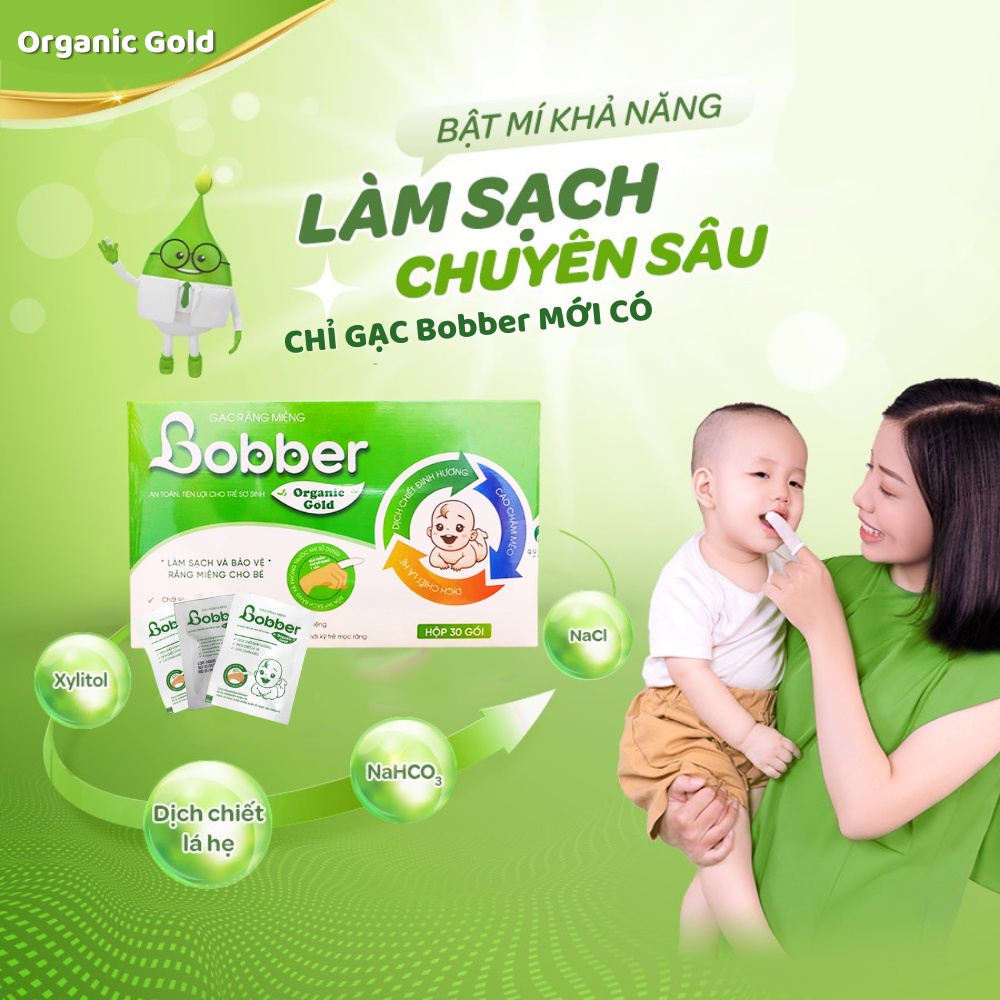 Gạc Rơ Lưỡi Bobber Làm Sạch Và Bảo Vệ Răng Miệng Cho Bé, An Toàn Tiện Lợi Hộp 30 gói