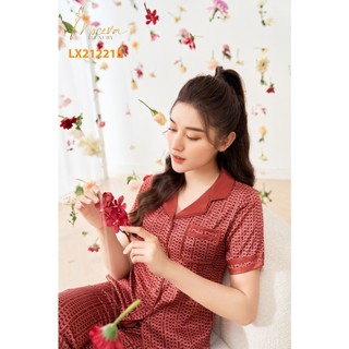 Bộ pyjama Lụa vân Mộc Eva cao cấp mềm mịn thoáng mát LX212309