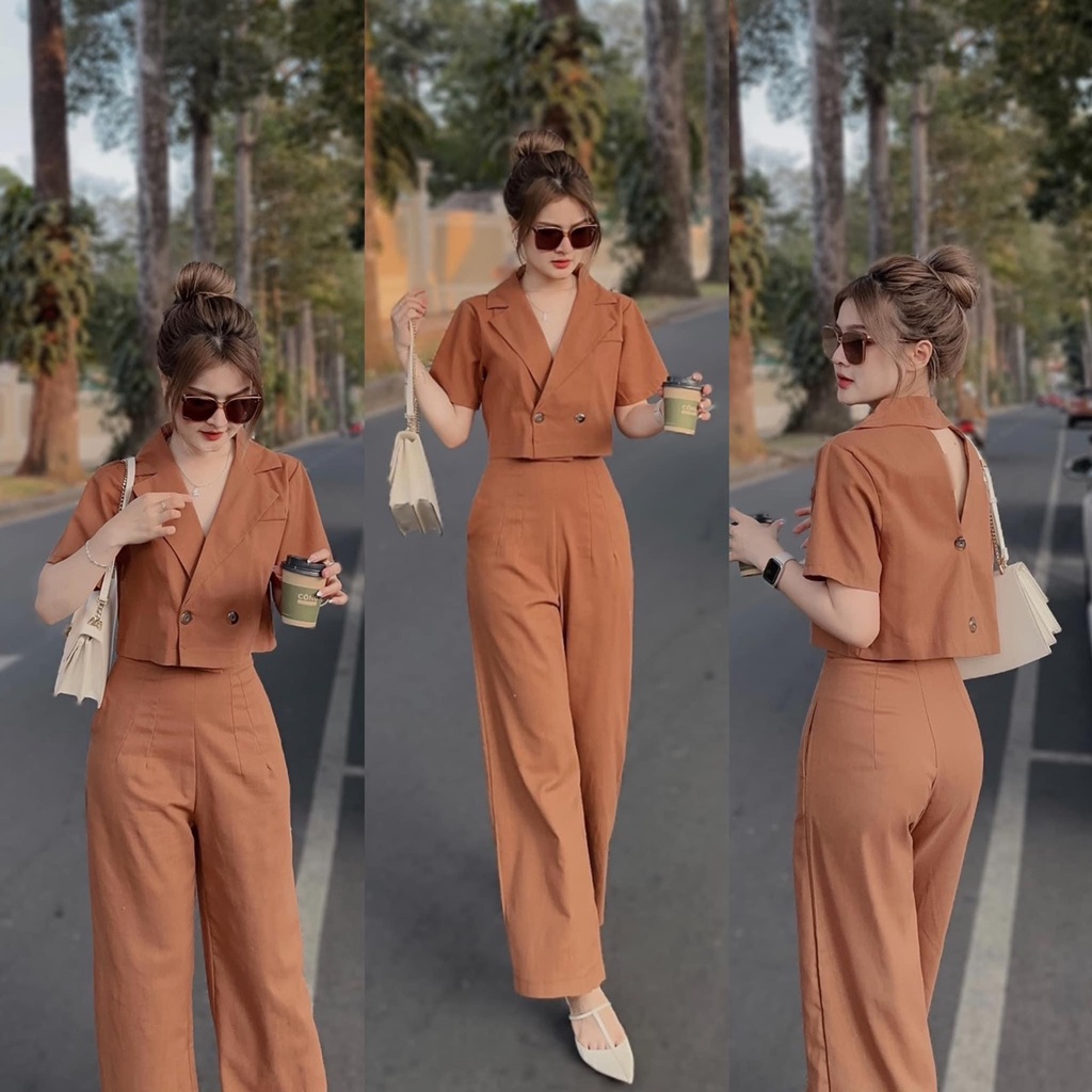 BỘ ÁO VEST CỘC TAY QUẦN DÀI 3 MÀU CHO NỮ