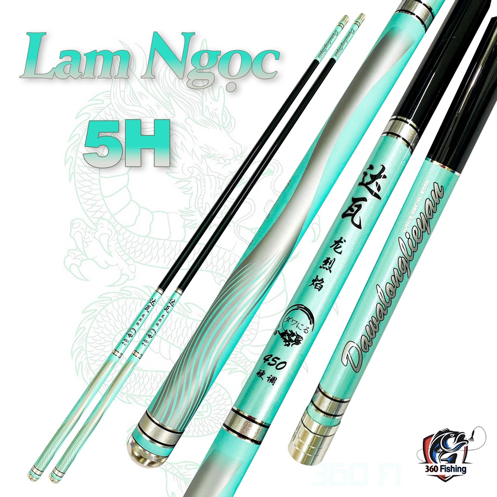 Cần Câu Tay Lam Ngọc 5H Cần Câu Đài Carbon Xoắn Cao Cấp Tặng Kèm Ngọn Phụ