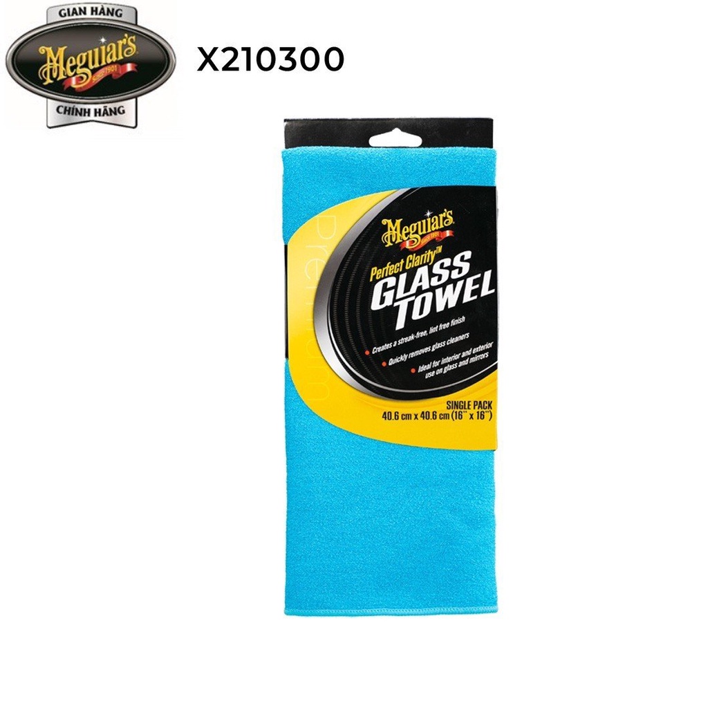 Meguiar's Khăn lau kính xe hơi (màu xanh) - Perfect Clarity Glass Towels, Blue - 1 Pack, X210300