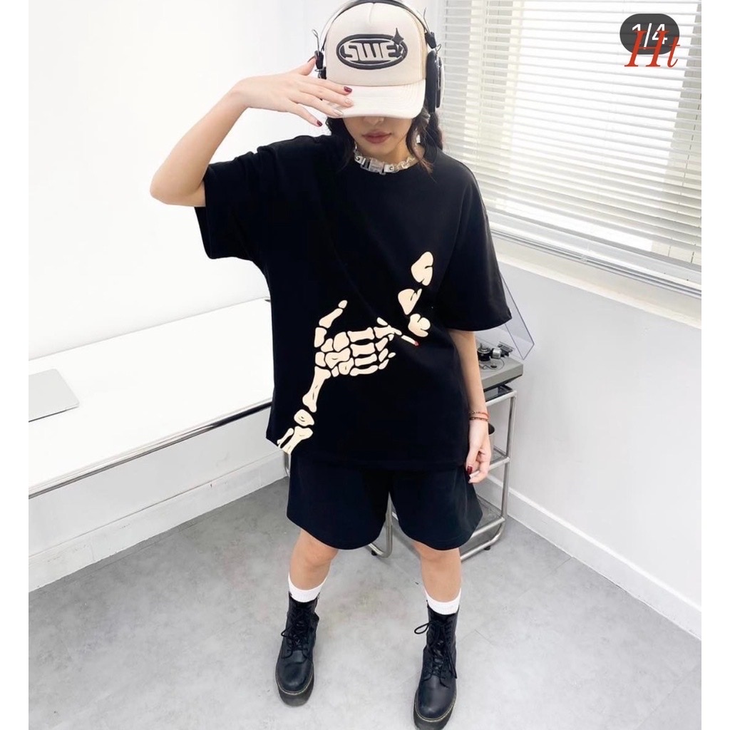 ÁO PHÔNG SMOKED QUẢNG CHÂU. ÁO THUN NAM NỮ HÌNH XƯƠNG BÀN TAY SMODKER