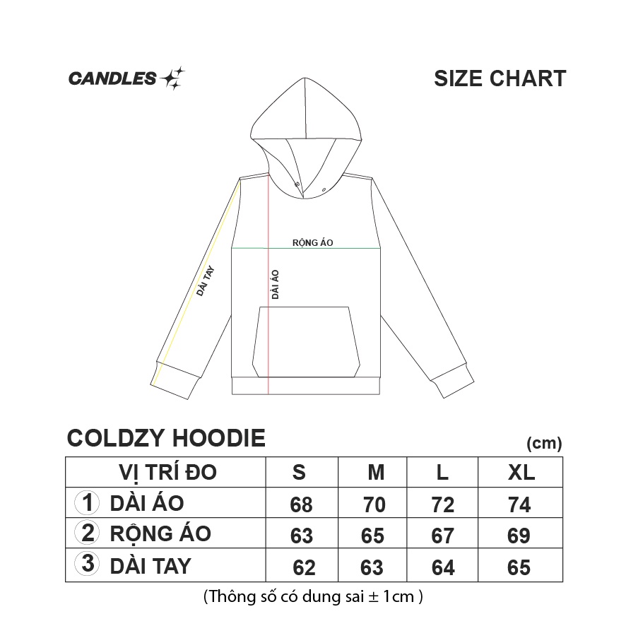 Áo hoodie nam nữ oversized CANDLES COLDZY hình in sắc nét kết hợp tag collection và logo nỉ chân cua 380gsm chính hãng