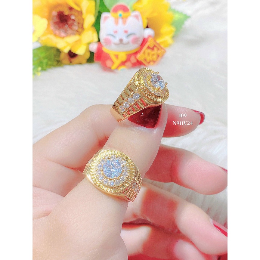 Nhẫn nam đính xoàn N911 mạ 18k - xi kim cao cấp (giá tốt nhất)