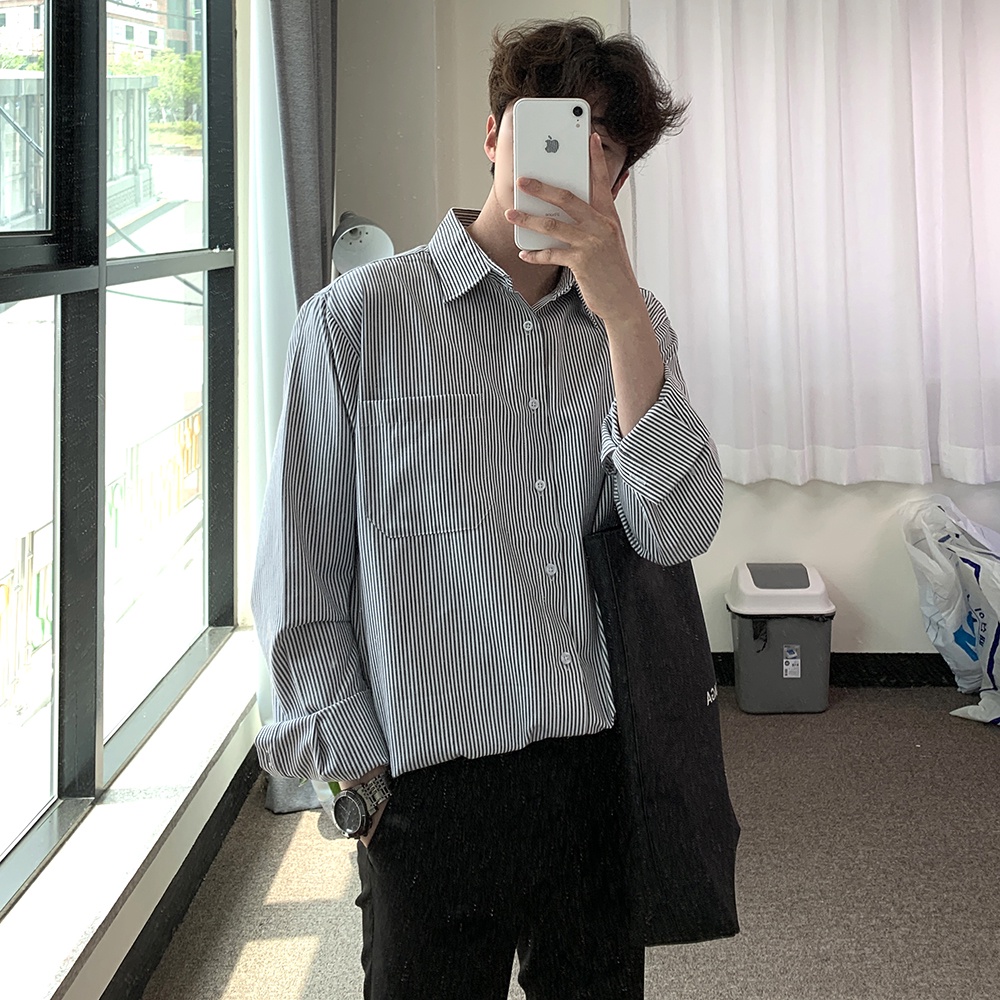 Áo Sơ Mi Phom Rộng Nam Kẻ Sọc Stripes 2STOREGLE Dáng Suông Vải Lụa Oxford Cao Cấp Mịn Đẹp Thời Trang Trẻ