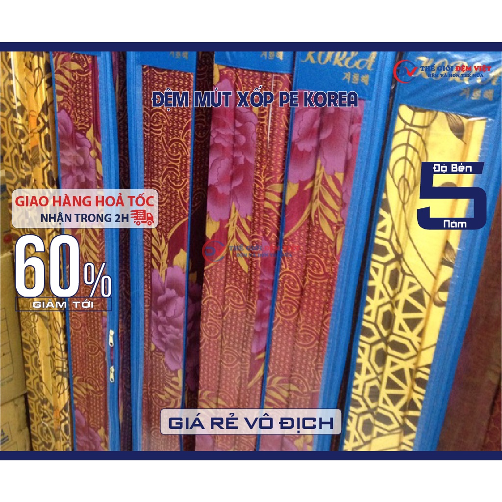 Đệm Sinh Viên, Đệm Mút Xốp PE KOREA Gấp 3 - Rẻ nhất Hà Nội