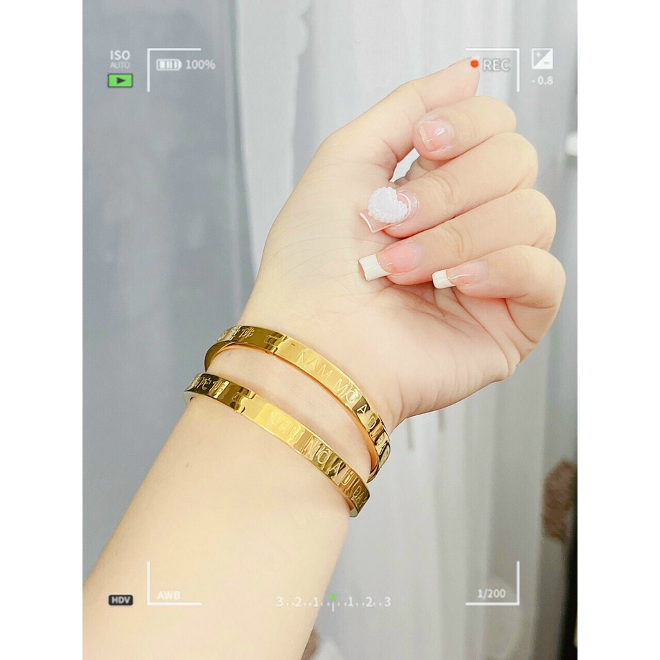 Vòng Tay Nam Mô A Di Đà Phật Trắng Vàng