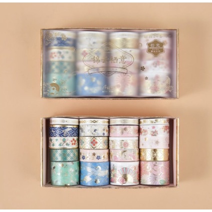Set 20 Cuộn Băng Keo Trang Trí Washi Tape Hoa Văn Cổ Trang Trung Hoa