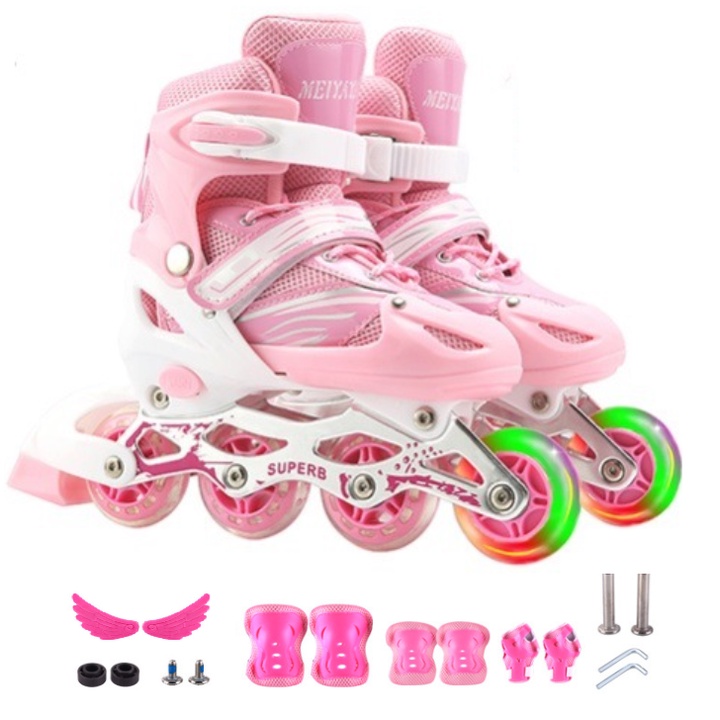 Giày patin trẻ em biến hình cho bé mới tập trượt patin, patin chuyển 1 hàng thành 2 hàng