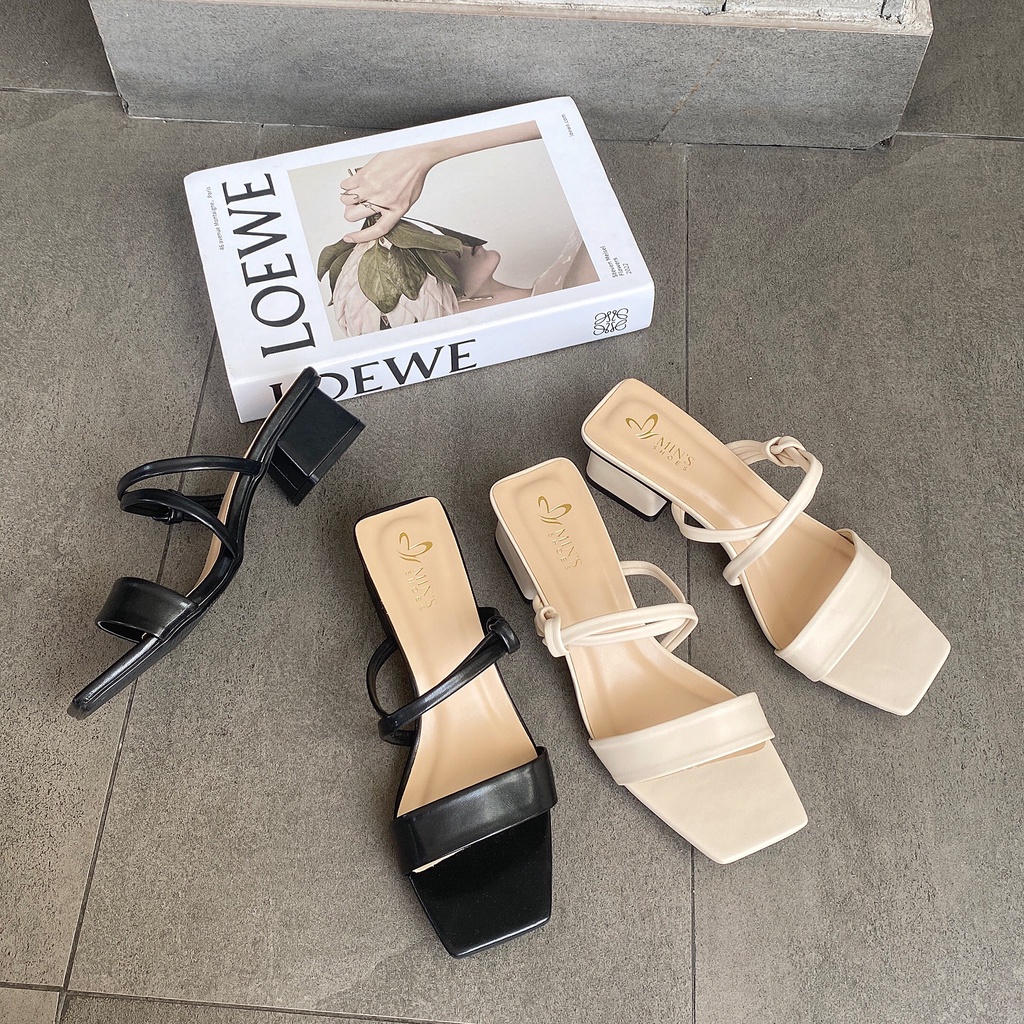 Min's Shoes - Guốc Sandal Quai Da Gót Vuông Cao Cấp S472