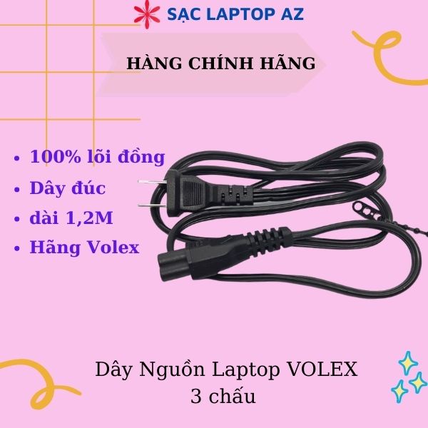 Dây nguồn laptop 3 chấu volex chuyên dùng cho sạc laptop