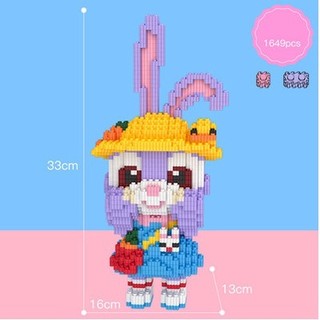 Bộ lego thỏ tím đeo balo và mèo hồng ngồi