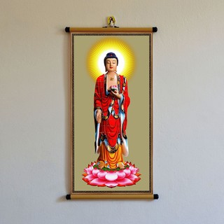 Tranh Phật A Di Đà 30x60cm treo tường bằng vải phủ bóng cao cấp dày dặn bền đẹp