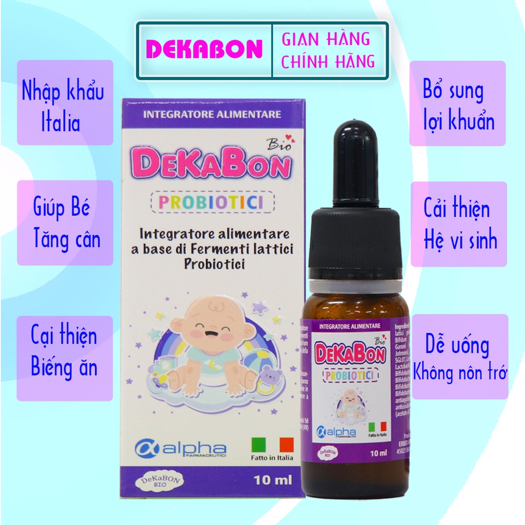Men Vi Sinh 10 Chủng Cho Bé Dekabon Probiotici Lọ 10ml - Bổ Sung 10 tỉ Lợi Khuẩn, Tăng Cường Hệ Tiêu Hóa Kích Ăn Cho Bé
