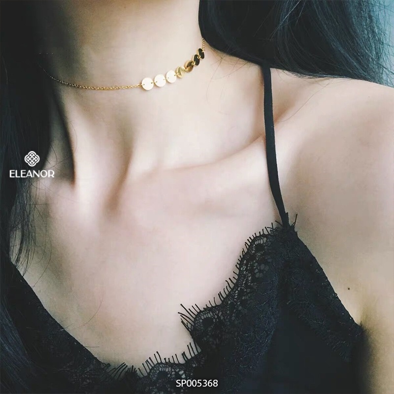 Dây chuyền nữ bạc 925 Eleanor Accessories choker thiết kế mặt tròn mắt xích phụ kiện trang sức 5368