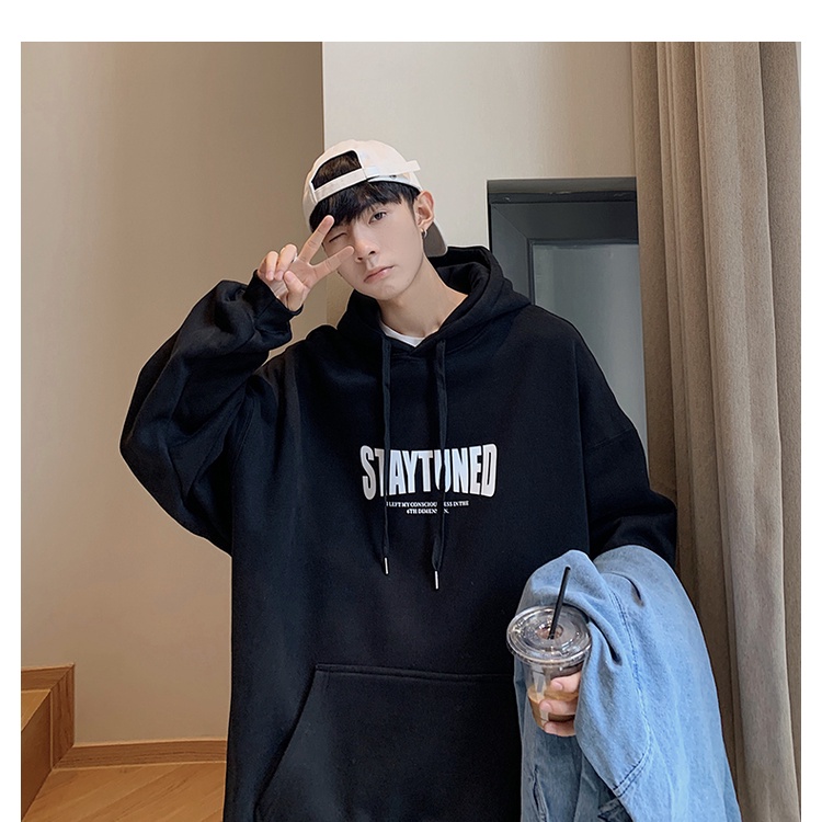 Áo Hoodie in chữ STAYTUNED FKZ unisex form rộng chất nỉ bông cao cấp