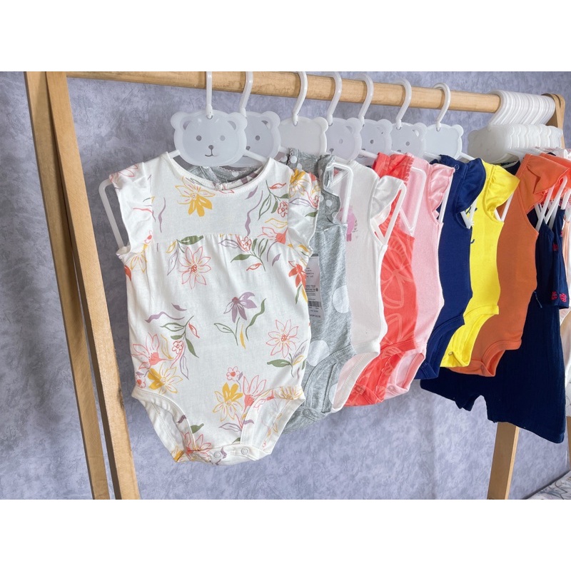 Set 4c Bodychip/ bodysuit 2 dây/ cánh tiên cho bé chất cotton organic