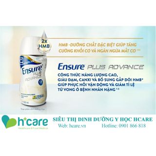 Sữa pha sẵn Abbott Ensure Plus Advance 220ml - Dinh dưỡng vàng cho người suy dinh dưỡng, suy mòn cơ