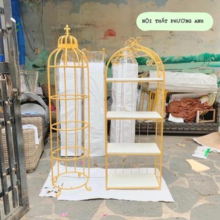 Kệ lồng chim decor 4 tầng tròn/ vuông sơn tĩnh điện chắc chắn