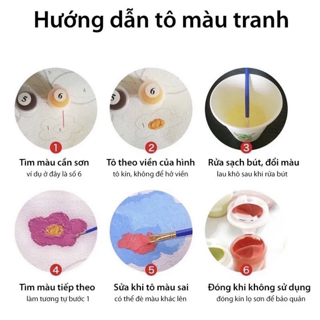 Tranh Số Hóa Sơn Dầu Mini  20x20 Theo Yêu Cầu, Tranh Sơn Dầu Tổng Hợp Nhiều Mẫu Mã