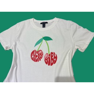 Áo thun form basic màu trắng in trái cherry vxnk