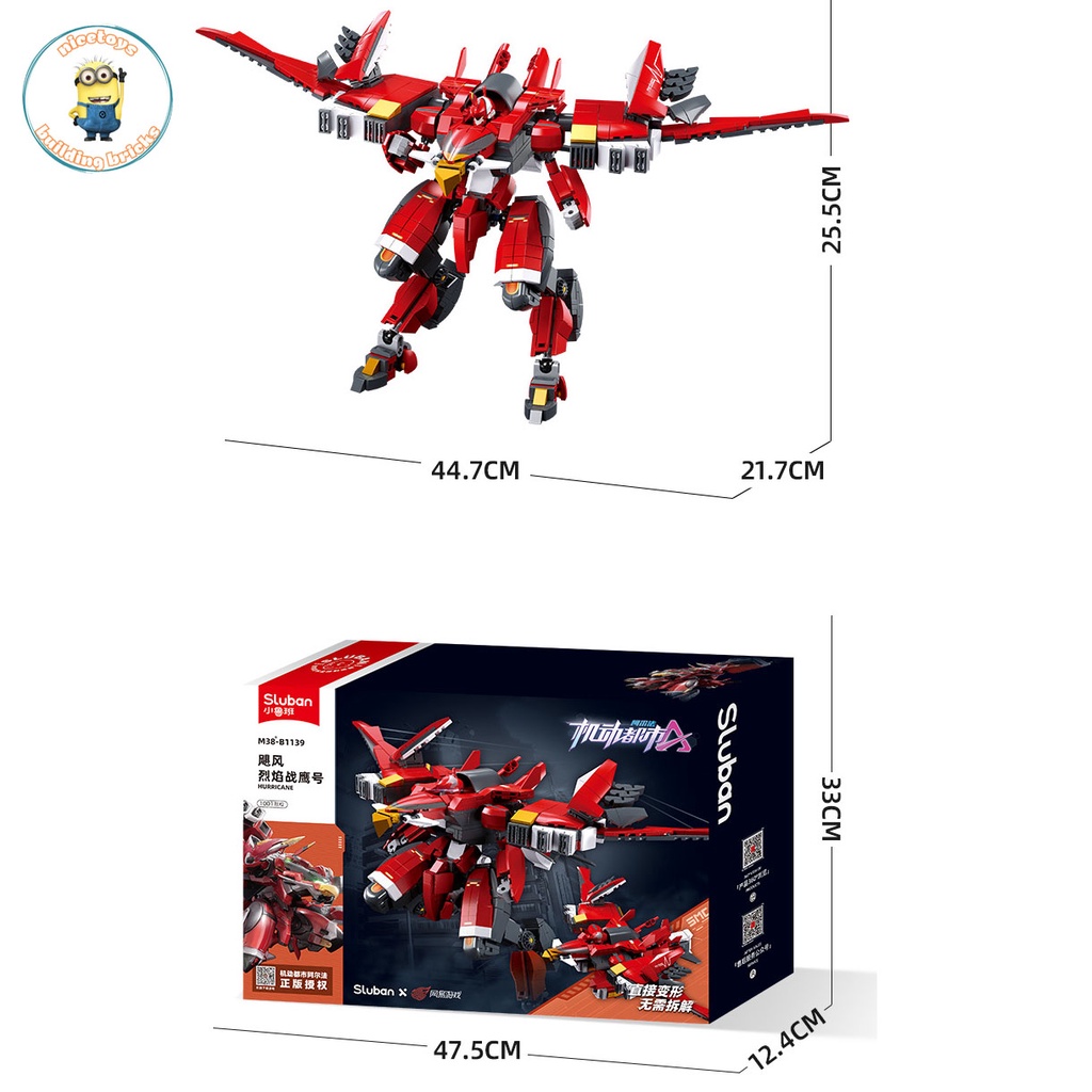Đồ Chơi Lắp Ráp Kiểu Lego Mô Hình Robot Biến Hình Chiến Đấu Mecha City Alpha Sluban M38-B1139, B1150 Với 1000+ Mảnh Ghép