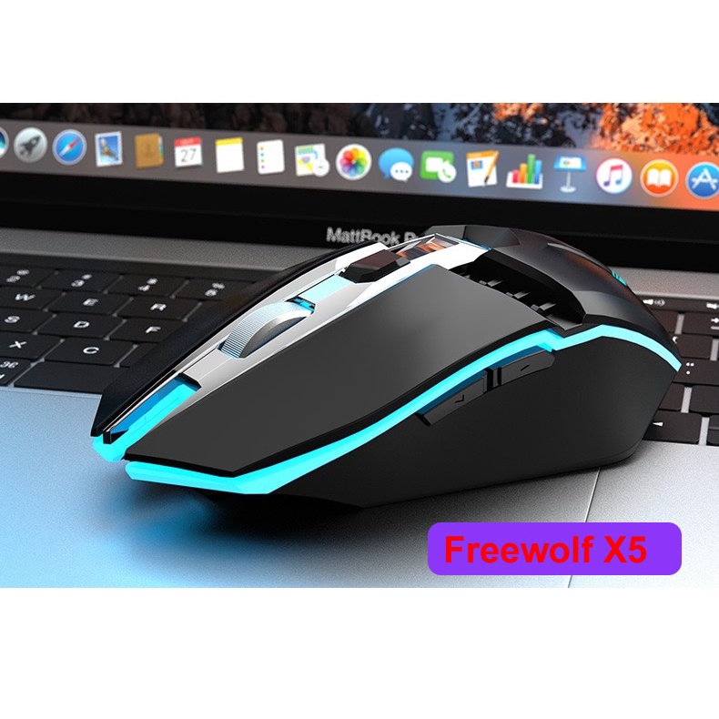 Chuột chuyên Game không dây pin sạc FreeWolf X5 không dây - Led 7 màu tự chuyển